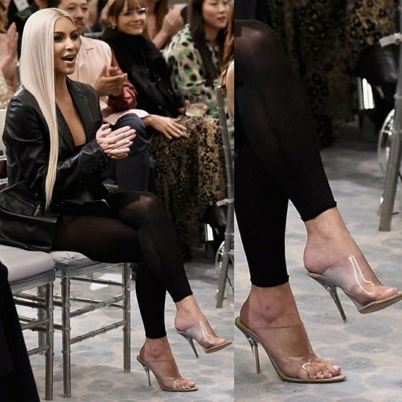 Last Pair 8.5 Left 🆕Transparent Mules Kim K Style - Picture 6 of 8